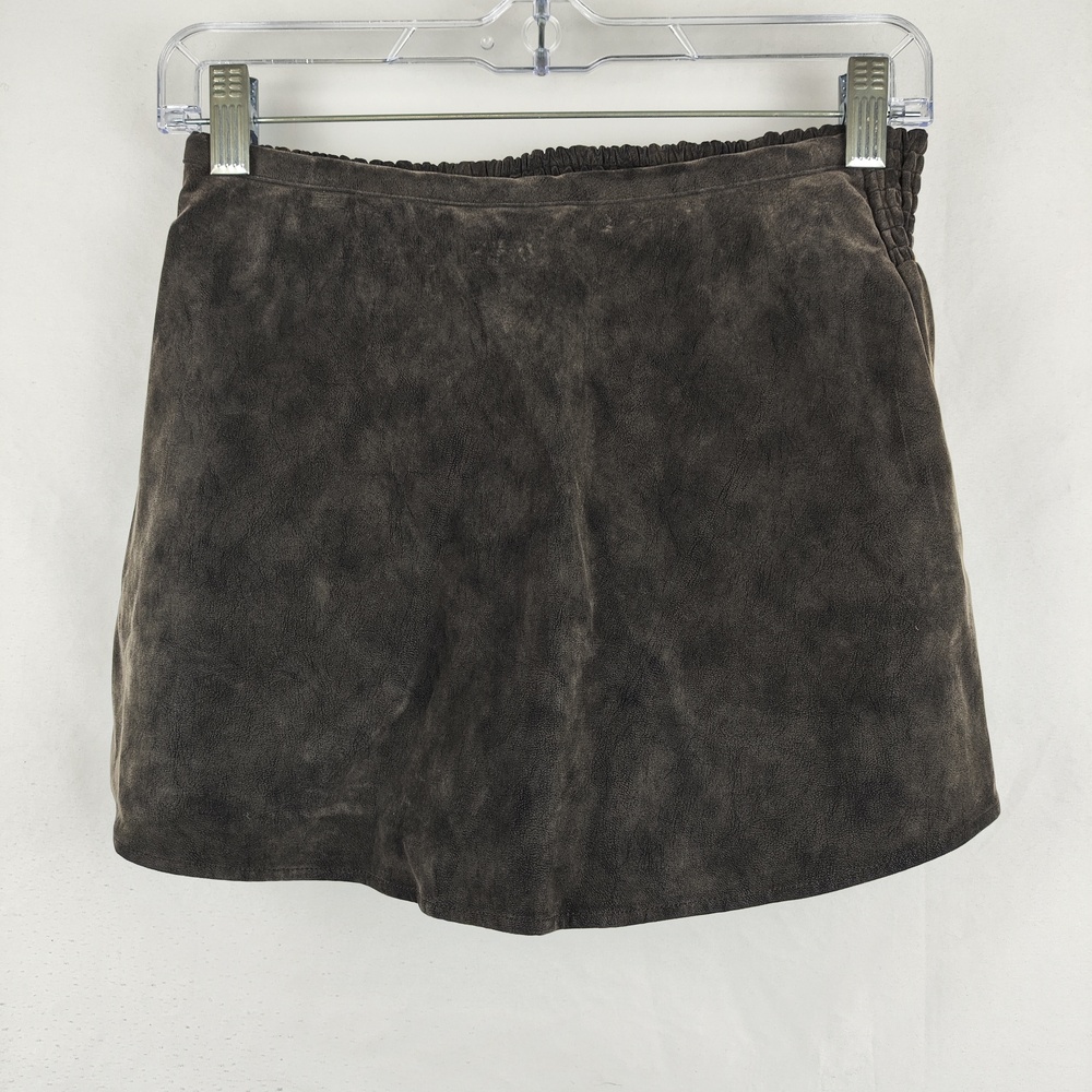 We The Free Skort Womens XS Gray Faux Suede Pleated Skater Pull On Pockets
